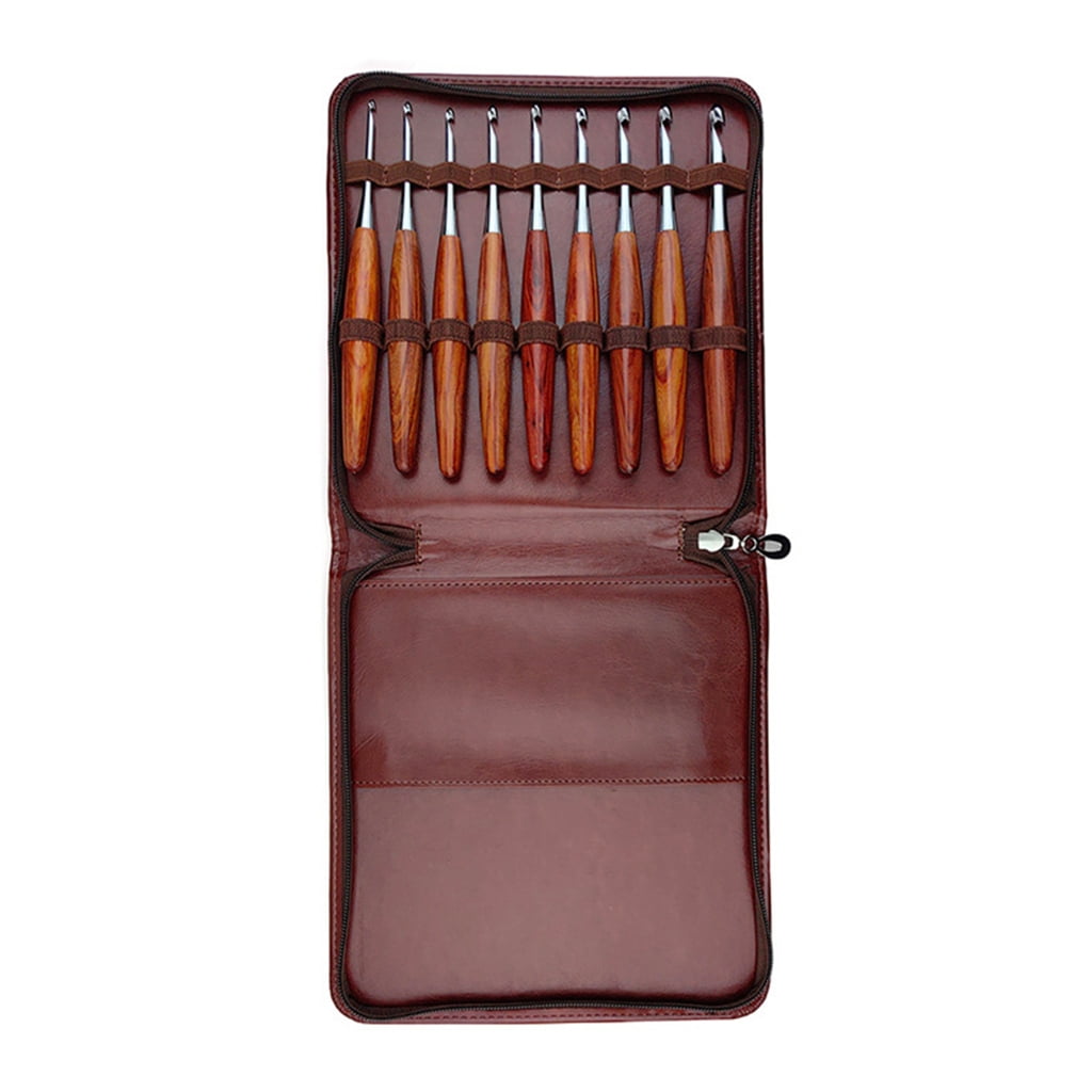Geemin 9Pcs Wood Handle Crochet Hook Ergonomic Knitting Crochet Hook for Beginner 9Pcs Wood Handle Crochet Hook Needle for Beginner Experienced Hobbyist Knitting