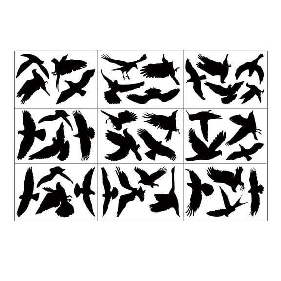 Geemin 9pcs Anti-collision Bird Glass for Windows Sticker Static Electricity Removable for Windows Grille Warnings Wall Sticker