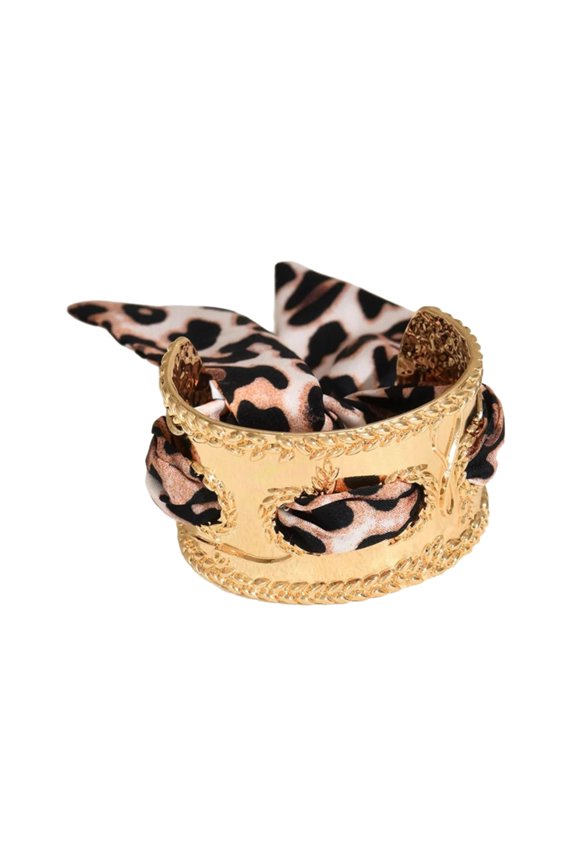 Alloy Wide Cuff Bracelet French Inspired Multicolor Ribbon Jewelry Accessory