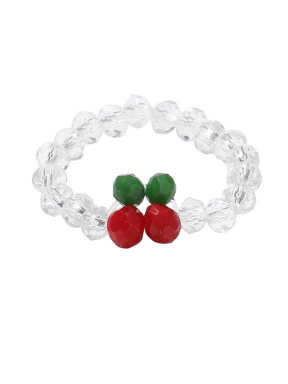 Bead String Rings Lightweight Elastic Finger Rings Daily Wear Cherry Bead Rings