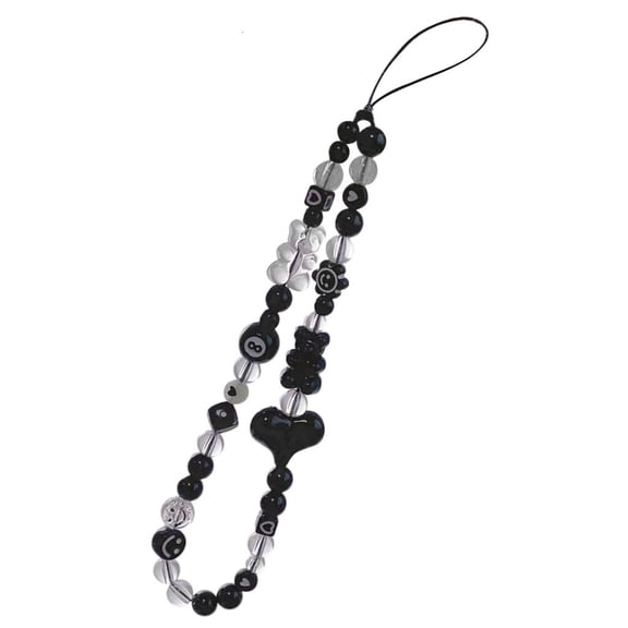 Geemin Beaded Phone Charm Lanyards Bear Dice-Beaded Wrist Strap Handmade Phone Chain