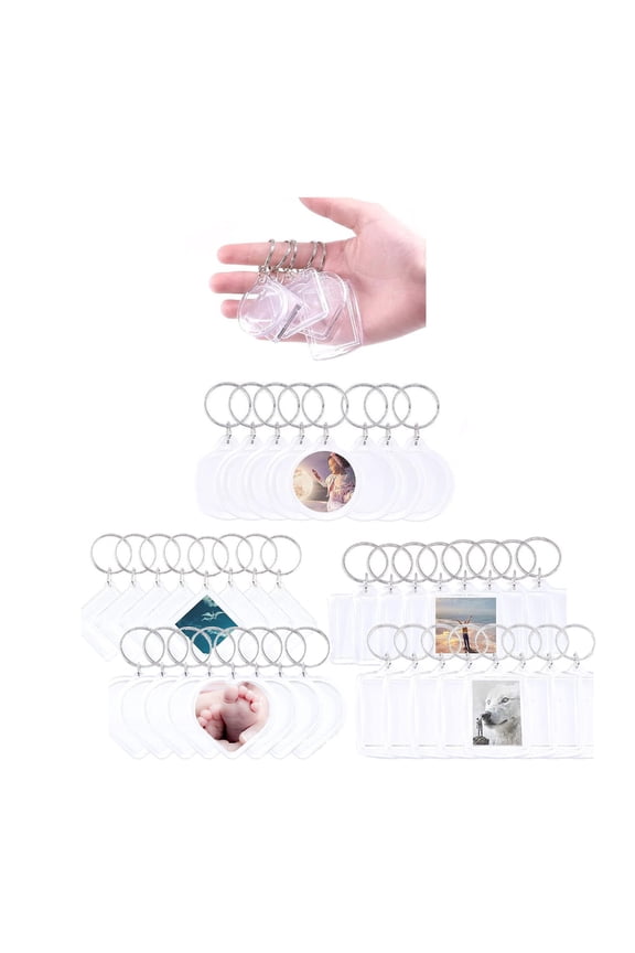 Bulk Pack of 40 Acrylic Keychain Personalized Keyring Photo Frame Pendant Keychains Bag Adornments Couples Keyrings