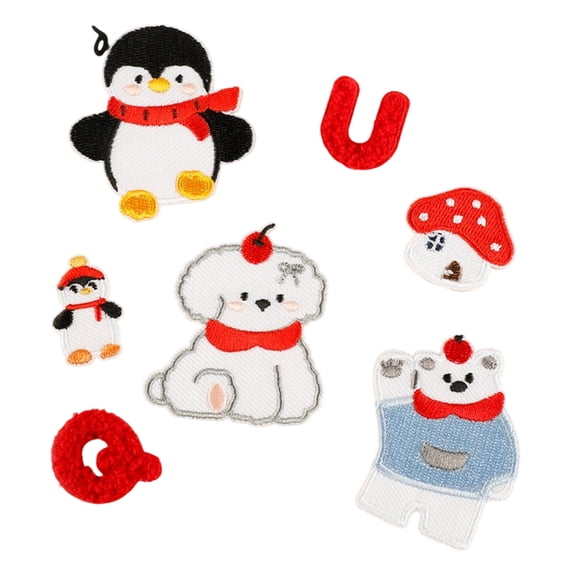 Geemin Cartoon Iron On Polyester Fabric Patches Adhesive Embroidery Applique for Kid Clothing Jackets Bag Hat Decoration