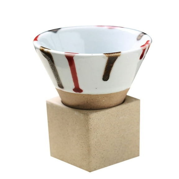 Geemin Ceramic Coffee Mugs with Base 100ml Triangular Cone Shape Porcelain-Cup Tea-Cup for Latte Household Kitchen Bar