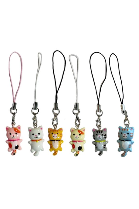 Charming Cat Keychain Cute Cartoon Feline Bag Backpack Charm Pendant Phonechain