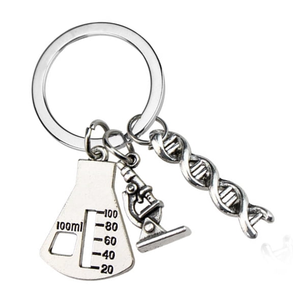 Geemin Chemistry Molecule Bag Pendant Alloy Keychain Molecular Structure Key Rings for Science Lovers and Key Management