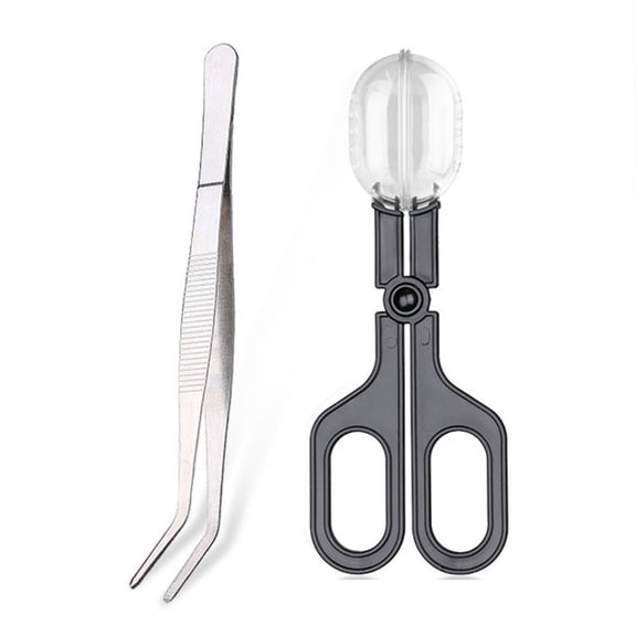 Geemin Clear Catcher Clamp Reptiles Feeding Clamp Black Catching Tool for Secure Straight/Curved