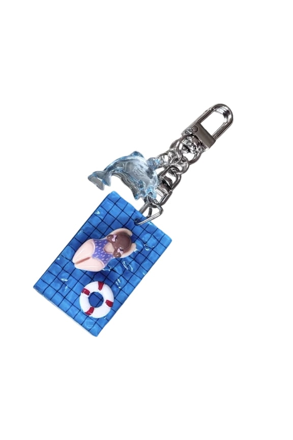Creative 3D Water Swimming Pool Acrylic Keychain For Keys Bags Fashion Gift