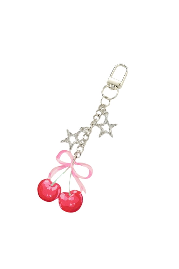 Cute Fruit Keychain Bag Charm With Cherry Strawberry Design Acrylic Alloy Hanging Accessory For Purse Backpack