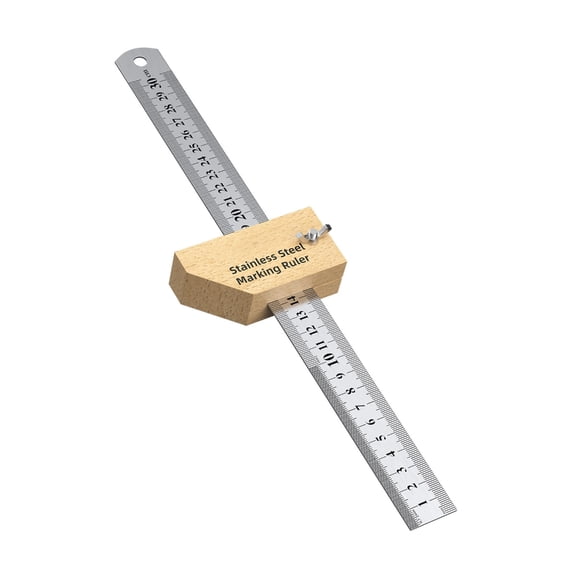 Geemin Double Unit Measuring Ruler with Stainless Steel Construction And Stop