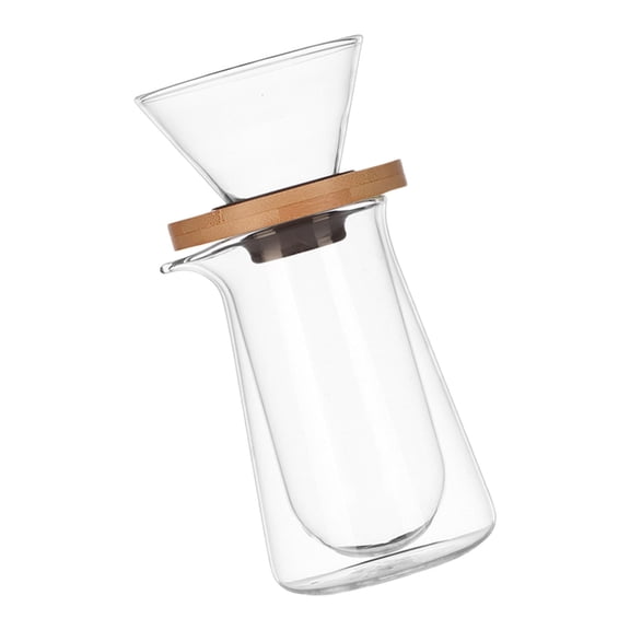Geemin Double Wall Glass Manual Coffee Maker Pours Over Glass Carafe with Dripper Set