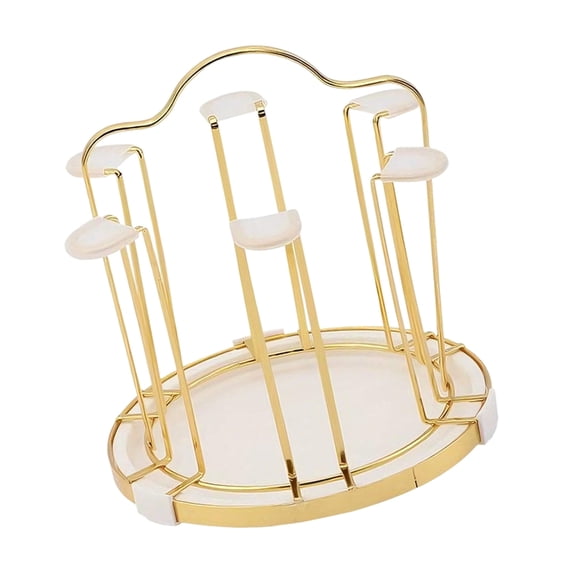 Geemin Efficient Round Cup Holder Iron Drain Rack for 6 Glasses Compact Counter Design