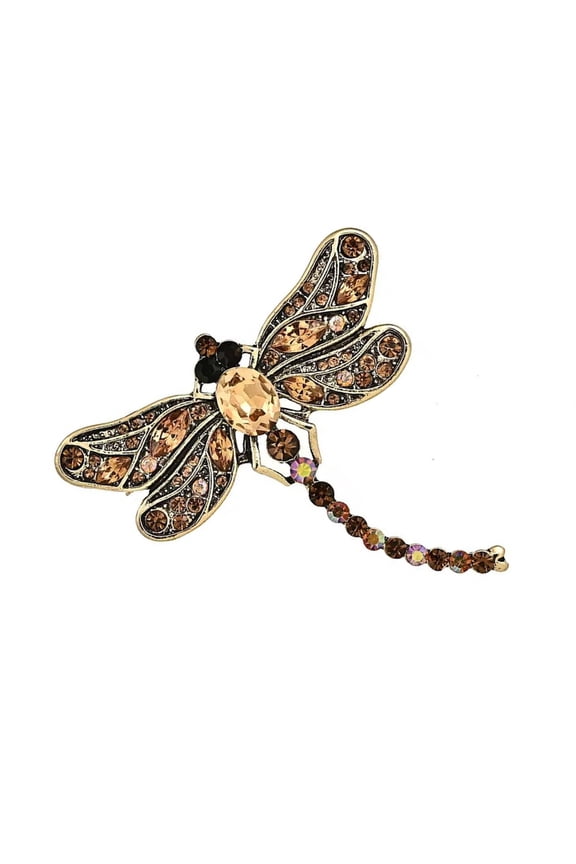 Elegant Dragon-fly Brooch For Formal Event Lightweight Alloy Design Secure Clasp