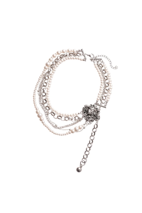 Elegant Inconsistent Multilayer Faux Stone Necklace Modifiable Chain Elegant Jewelry Gift