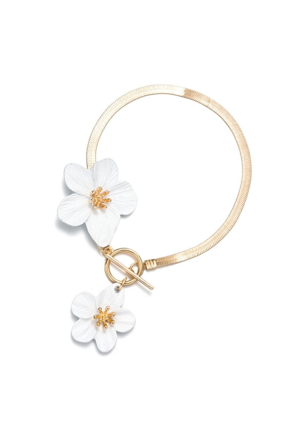 Elegant Snake Bone Chain Anklet With 3D Flower Charm Summer Foot Jewelry Gift