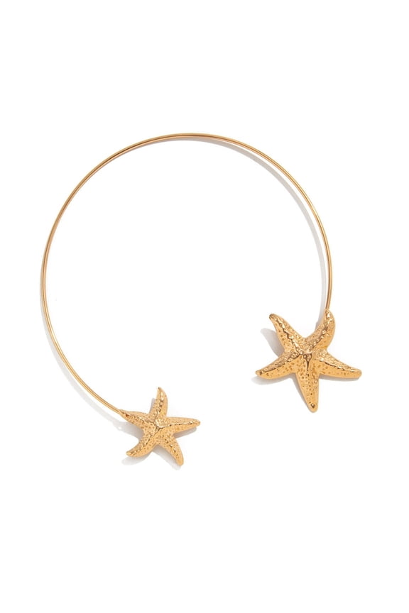 Fashionable Alloy Flower/Starfish Open Collar Necklace Handmade Neck Accessory