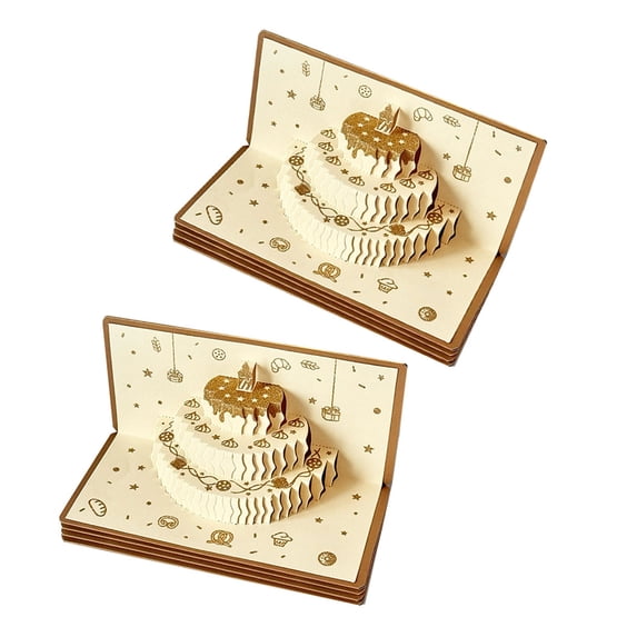 Geemin Folding Birthday Cake Greeting Card with Money Holder Envelope For Cash Greeting Cards Christmas Birthday Celebration