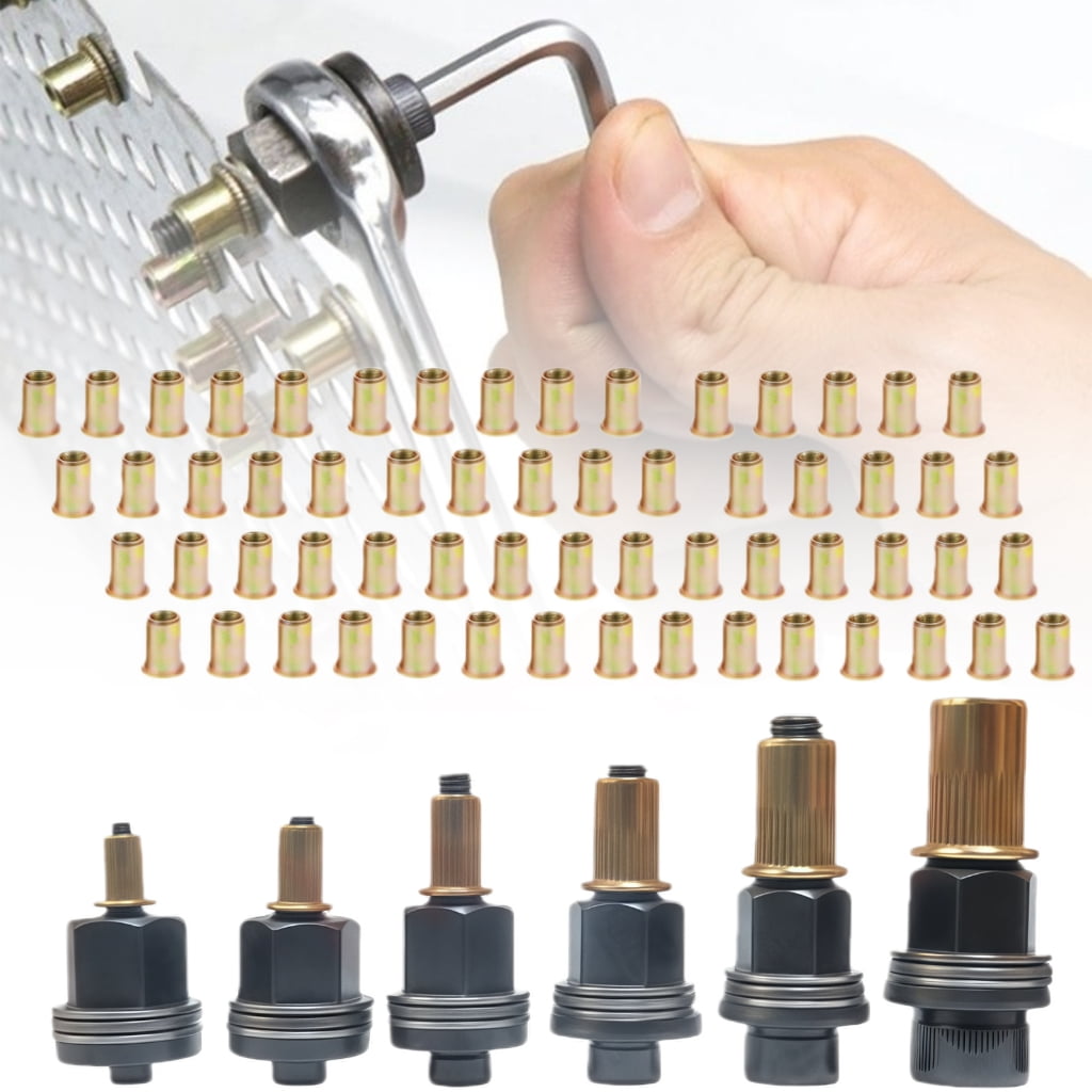 Geemin Full Set 66Pcs Resistant Carbon Steel Rivet Nuts 3mm to 10mm Upgrades for Construction Furniture Mechanical Use