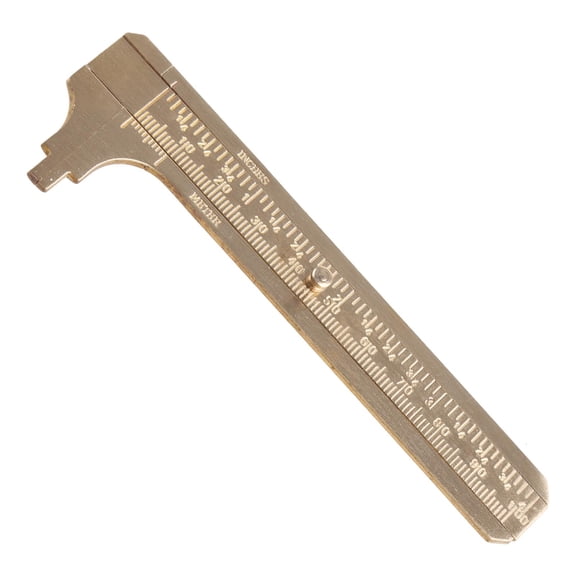 Geemin Handy Sliding Gauge Brass Vernier Caliper Ruler Measuring Tool Double Scales mm/inch Mini Brass Pocket Ruler 100mm