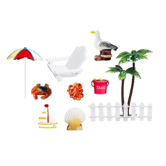 Geemin Hawaiian Beach Plastic Cake Toppers Tropical Party Decorations Practical Set