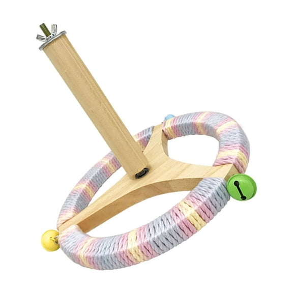 Geemin Interactive Chewable Rotating Bird Perch Stand Toy With Bells For Parakeets