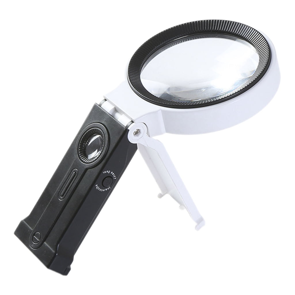 Geemin LED illuminates Magnifying Glass with Stand Lighted Foldable Reading Magnifier Senior Friendly LED Magnifying for senior