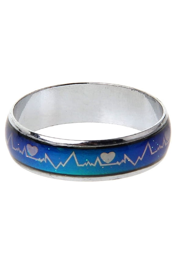 Lovers Heartbeat ECG Mood Ring Color Temperature Chang Finger Ring Promise Gifts