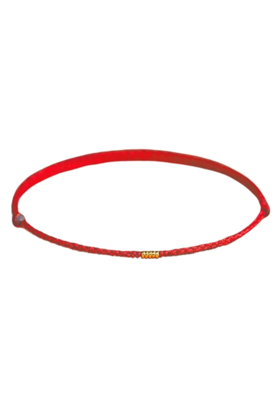 Lucky Red Rope Bracelet with Gold Beads Hand Braided Rope Thread Bracelets