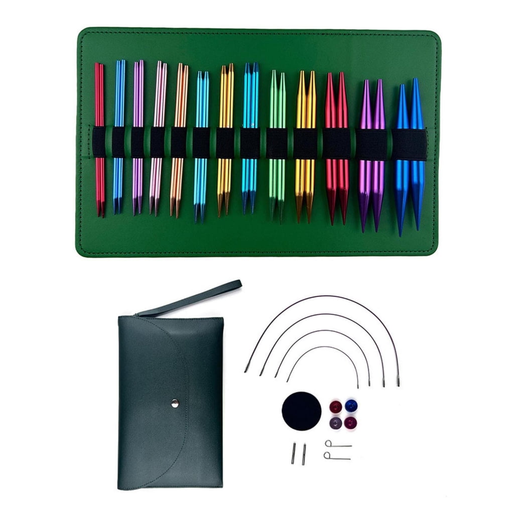 Geemin Multifunctional Aluminum Knitting Needle Tool Set for DIY Sweater Projects Interchangeable Knitting Needle for Crafting