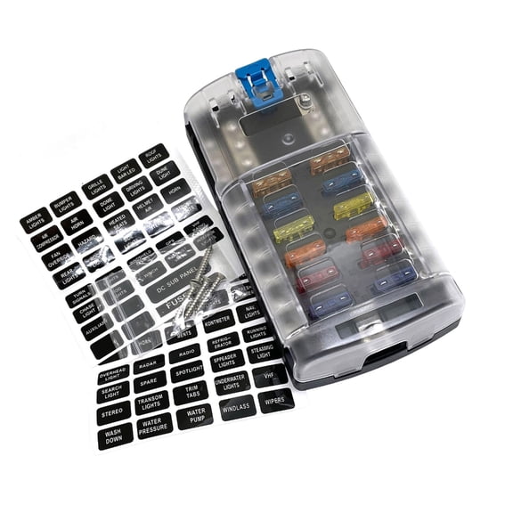 Geemin Multipurpose 12 Way Fuse Panel With Heat Resistant Cover for Boats