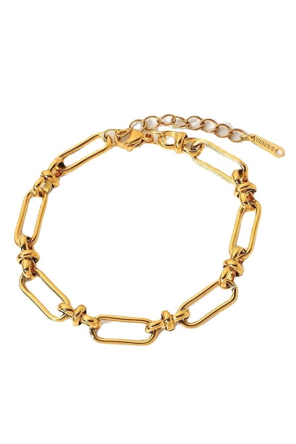 Multipurpose 18K Gold Plated Crosses Link Chain Bracelet Set Accessory for Women With U Shaped Buckles Lock Designs