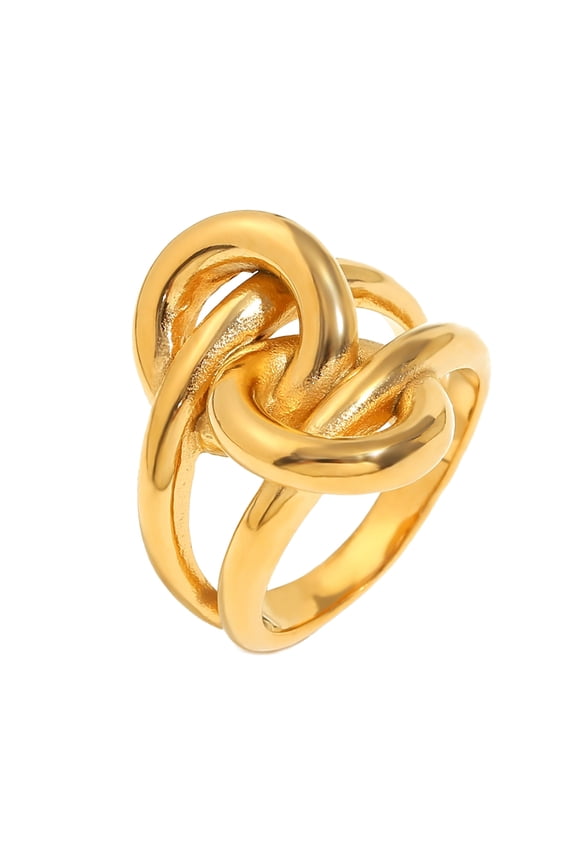 Multipurpose 18K Gold Plated Double Layer Knot Rings Sturdy Stainless Steel Materials for Everyday and Party Wear