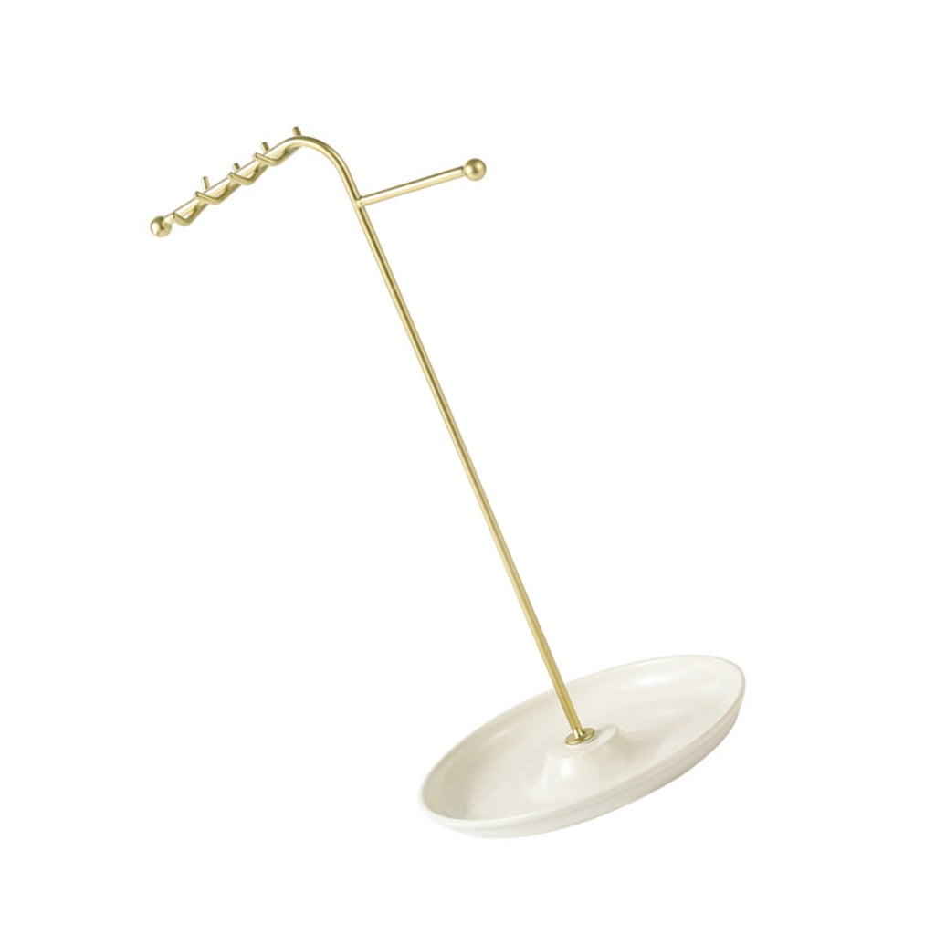 Geemin Multipurpose Metal Necklace and Bracelet Organizers Clear Jewelry Stand with Hanging Rack Home Accessory Decoration