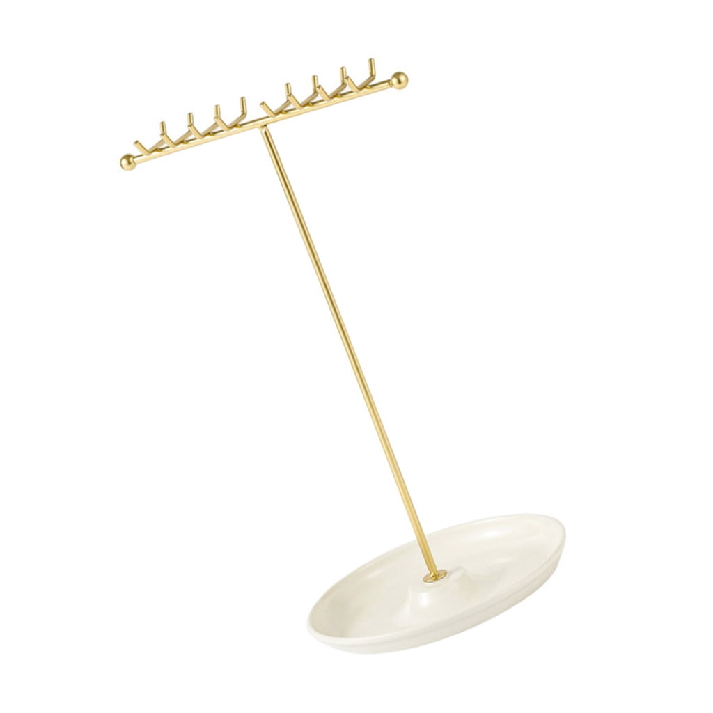 Geemin Multipurpose Metal Necklace and Bracelet Organizers Clear Jewelry Stand with Hanging Rack Home Accessory Decoration