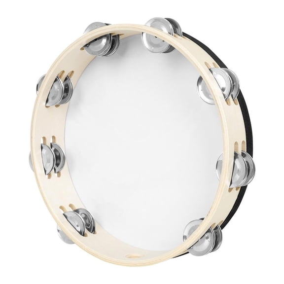 Geemin Peace Dove Round Tambourine Drum Bells Double Row Bells Tambourine Handheld Percussion Instrument for Church Party