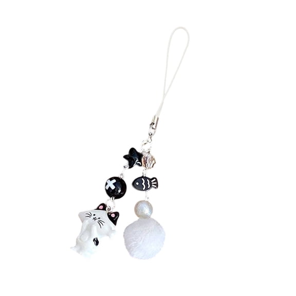 Geemin Practical Charm Cat Phone Charm Keychain Resin Texture Backpack Pendant Suitable for Daily Carrying and Travel Essential