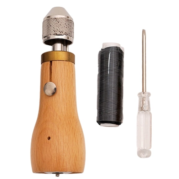 Geemin Professional Sewing Awls Hand Stitcher Repair Tool for Heavy Fabric Sewing Awls Tool Set Including Straight/Curved Needle Tip, Sewing Thread