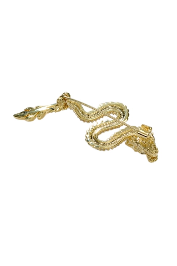 Retro Dragon Zircon Brooch Sparkling 3D Dragon Shape Badge Gothic Jewelry Gift