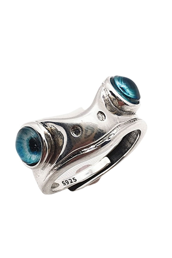 Retro Thai Silver for Frog Ring Gothic for Creative Opening Shape Ring Exaggerated Hip-hop Style Fashion Jewelry