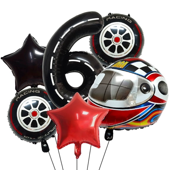 Geemin Spacious 40 Inch Racing Theme Aluminum Foil Balloon Set Crafted for Lively Event Decorations in Birthdays Holidays Gatherings