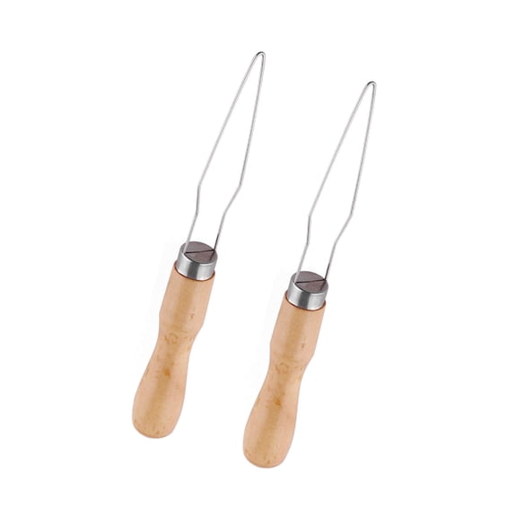 Geemin Stainless Steel Button Hook with Wooden Handle Buttons Aid Button Assist Device for Shirts Dresses Cardigans Collars