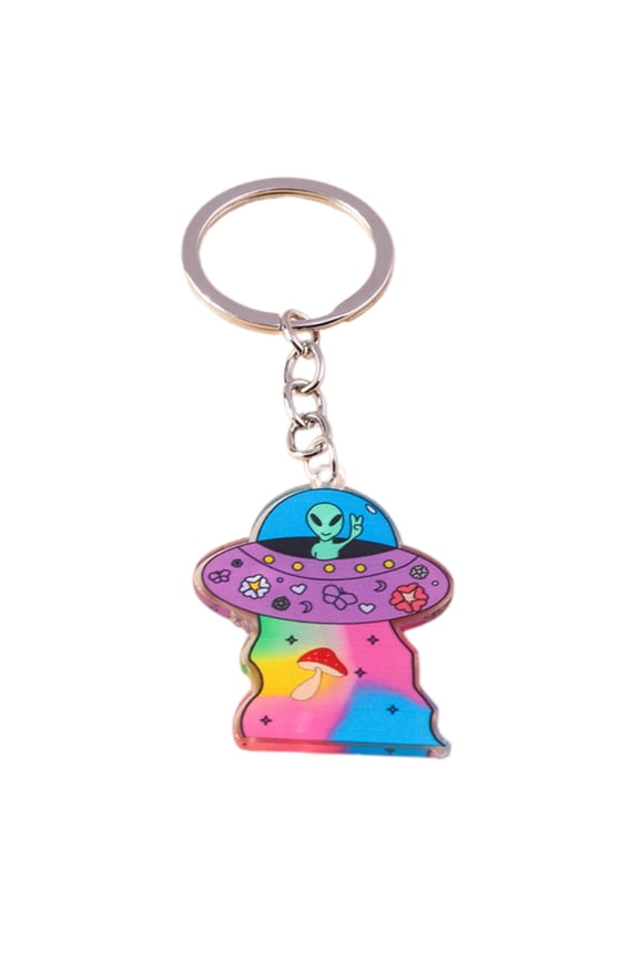 Stylish UFO Acrylic Keychain Minimalist Sci Fi Design Lightweight Elegant Key Ring Accessory Gift Daily Use Essential