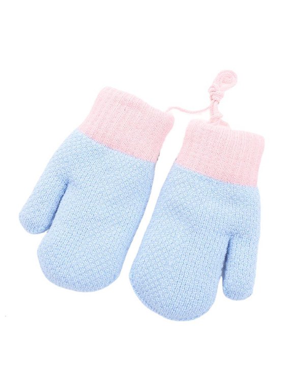 Thick Knitted Mittens with String Unisex Full Finger Glove Fuzzy Fleece Gloves