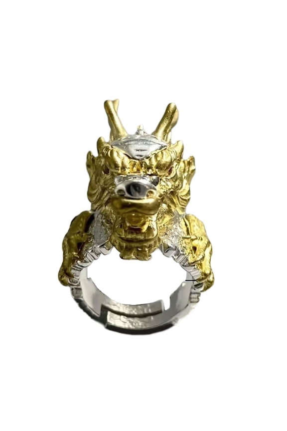 Unique Golden Tone Dragon Ring with Adjustable Band Personalized Ring Decoration
