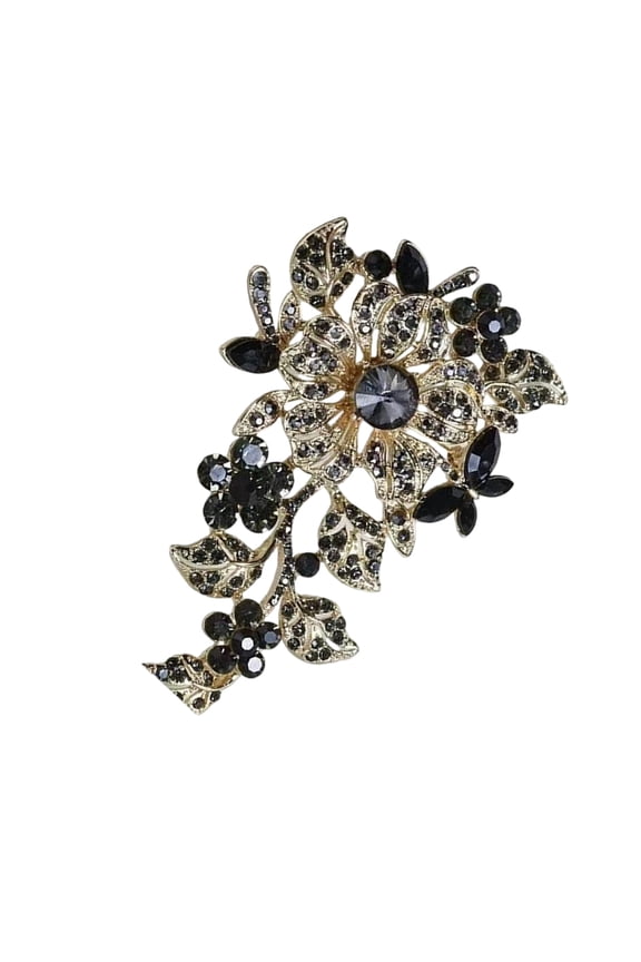 Vintage Flower Pin Elegant Crystals Detailing Ladies Jewelry Statement Pieces
