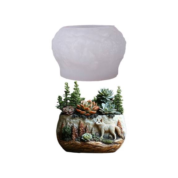 Geemin Wolf Pattern Silicone Mold for Crafting Resin Jewelry and Unique Planters