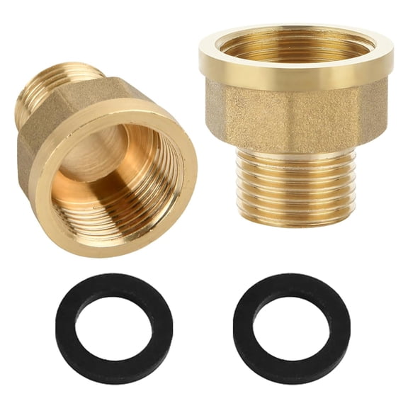 Geemin upgrades 1/2 Inch to 3/4 Inch Threaded Adapter with EPDM Seals Brass Pipe Reducers 2pcs for Plumbing connection