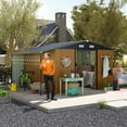 thumbnail image 1 of Geemuslly 10x12 FT Metal Outdoor Storage Shed with Open Firewood Bay, Extra Large Steel Garden Shed with Lockable Sliding Doors & Windows, Backyard Utility Tool House for Patio, Lawn, Chicken Coop, 1 of 8