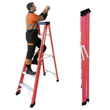 Geemuslly 6-Foot Heavy Duty Fiberglass Step Ladder, Folding Platform Ladder with 500 lbs Load Capacity, Type IAA, for Home and Work Use