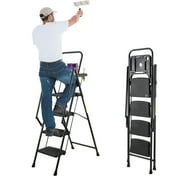 Geemuslly 6-Step Folding Step Stool Ladder with Handrails & Tool Tray, Safety Non-Slip Pedals for Adults, Portable for Home & Office Use, 330 lbs Capacity